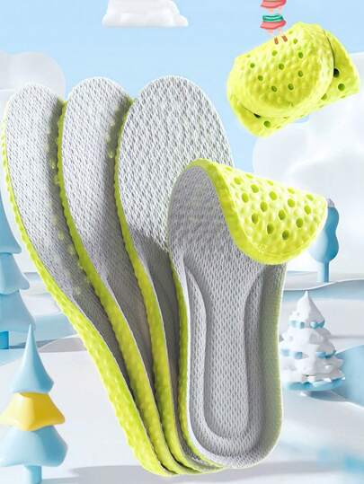 1pair Sports Insoles For Children, Boys And Girls, Breathable, Sweat Absorbing, High Elasticity And Shock Absorption
