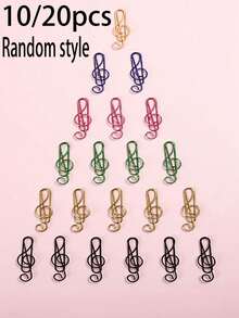 10/20pcs Note Paper Clip Music Office Accessories Desk Bookmark Office School Notebook(Random Style),Back To School,School Supplies - Multicolor - View 11