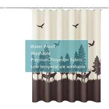 New Fabric Shower Curtain Liner  Hem Weighted Bottom, Elk Deer Waterproof 12 Rust Ristant Grommets Hotel Quality, 72 X 72 Hine Washable - Elk Deer - View 5
