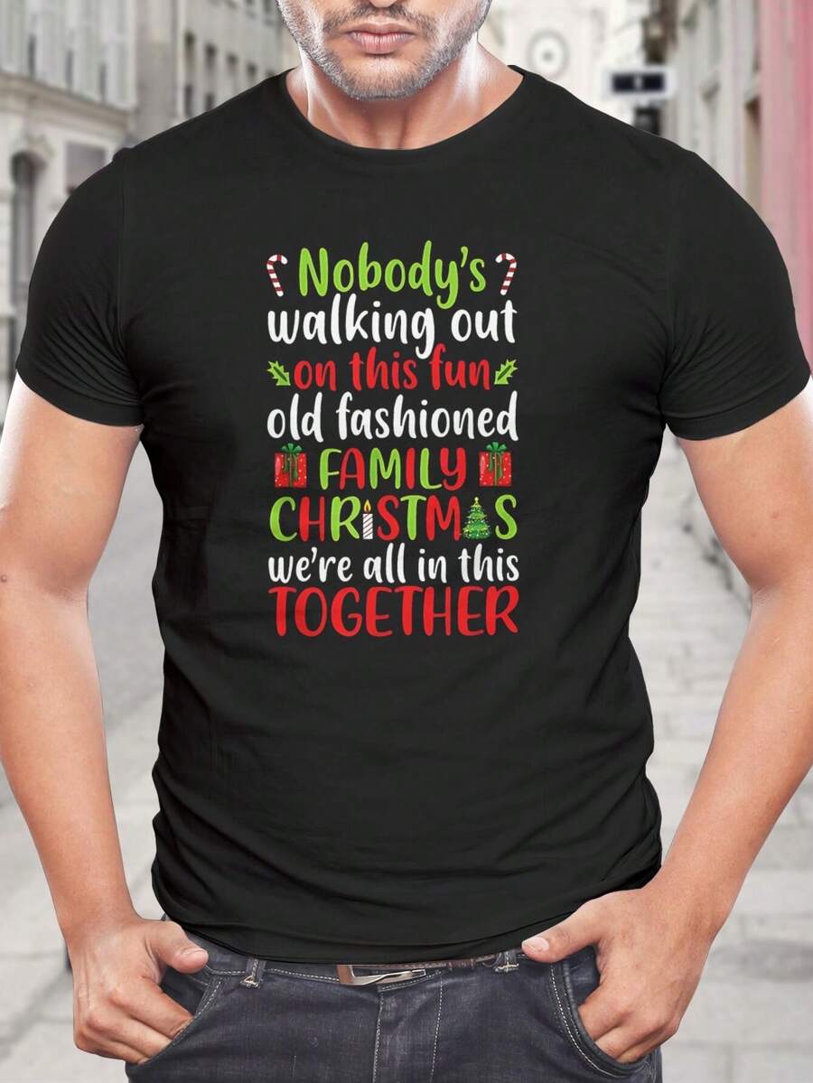 Camisetas navideñas a juego para familias divertidas - Camisetas de Navidad para hombres y mujeres - Regalo perfecto para las fiestas - Negro - Ver 1