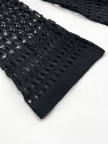 女士春夏沙滩装波西米亚风性感镂空露背长袖钩针罩衫太阳裙