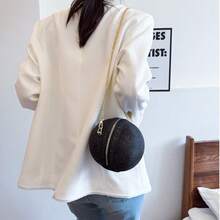 Runde Abendtasche mit Paillettendekor, Handtasche, Glitzer-Kettentasche für Party und Hochzeit - Schwarz - Übersicht 4