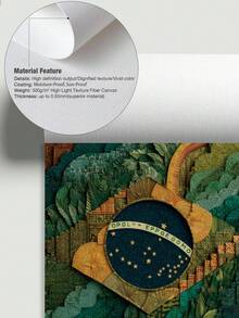 3件套，可选画框，现代抽象巴西国旗墙画，黄绿蓝色块，建筑插画，家居墙面装饰，客厅卧室办公室艺术品 - 彩色 - 查看 6