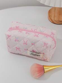 1 件/套粉色蝴蝶结和玫瑰设计大容量化妆品收纳袋带蕾丝，旅行护肤抽绳收纳袋，卫生巾包短途旅行必备时尚便携式化妆包，多功能收纳袋，可装口红、卫生巾、硬币、钥匙等，大容量可爱洗漱包，旅行收纳化妆包，母亲节礼物，返校礼物