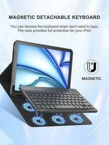 Keyboard Case Compatible With Ipad A16 (11th/10th Gen), 9th/8th/7th Gen (10.2"), IPad Air (10.9"/11"), Made Of TPU Flip Cover PMMA PU Leather, Includes Wireless Bluetooth Keyboard (150mAh Battery) And Stand, Black - Black - View 4