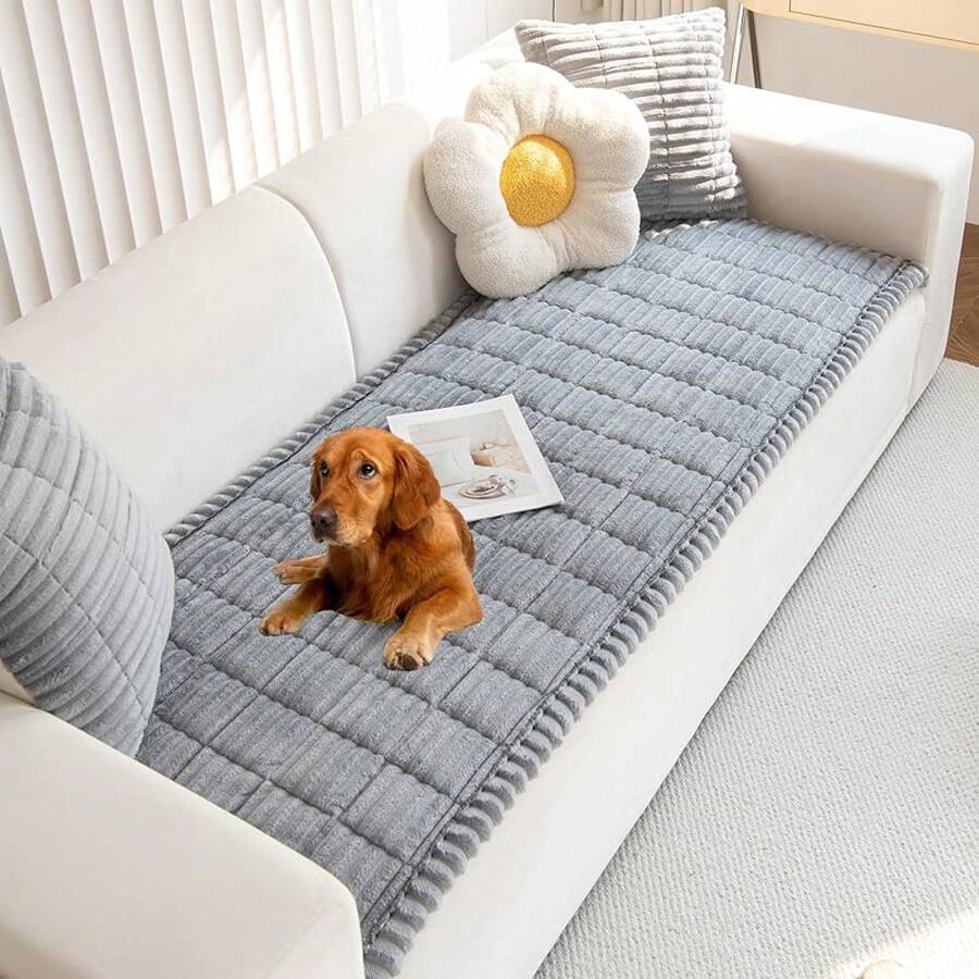 Mivnue Pet Couch Cover, Couch Covers For Dogs, Washable Dog Sofa Covers Couch Protector, Fuzzy Non Slip Couch Slipcover Pet Friendly (Brown, 27.6" X 59.1") - 淺灰色 - 查看 1
