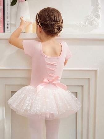 女童短袖芭蕾公主裙中国民间舞蹈紧身衣表演服