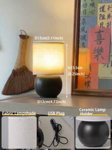 1PC Antique Style Black Table Lamp, Non-Woven Lampshade, Warm Light, USB Powered, Suitable For Living Room, Bedroom, Study, Dining Table, Desk, Office And Other Home Ambience Feeling Table Lamp, LED Table Lamp, Desk Lamp, Reading Lamp, Bedside Lamp
