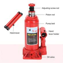 5 Tonne Bottle Jack - Portable Heavy Duty Car Lift For Cars, Trucks And Trailers Compact Design With High Lifting Capacity Ideal For Repairs And Maintenance - Red - View 4