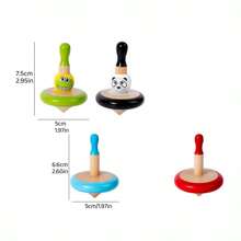 Wooden Fun Spinning Top Set, Packaged In A Colorful Box, With Cartoon And Funny Patterns, Bright Colors, And An Extended Handle For Easy Grip. Rotate The Top To Exercise Fine Hand Movements, Allowing Multiple People To Play. Interactive Games, Suitable Gifts For Children's Day And Halloween!