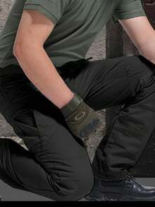 Men's Tactical Pants With Multiple Pockets, Multi-Pocket Design For Hiking & Outdoor Adventure, Camping Gear - Black - View 4