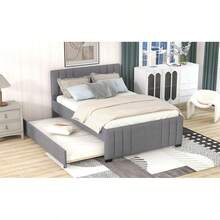 Cama de plataforma tapizada con cama nido, gris (ANTIGUO SKU:SM001006AAE)-5928 - Multicolor - Ver 4