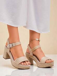 Women's Jute Rope Sandals - Beige - View 3