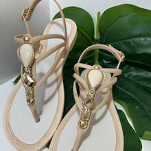 Women Flat Sandals - 米色 - 查看 4