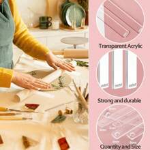 2 Stücke transparenter Acryl Weichton Dickenmesser, Weichton Glättmatte & Lineal, DIY Weichton Bastelbedarf Werkzeug