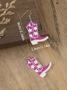 1 Pair Acrylic Bohemian Cowgirl Cow Print Fashionable Personalized Earrings For Women, Suitable For Daily Wear