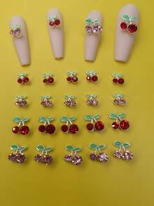 10 件/40 件樱桃形金属多色美甲饰品贴纸美甲用品指甲饰品美甲宝石 - 彩色 - 查看 3