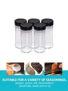 Set de 14 tarros de especias de plástico con tapas de clip, estantes de almacenamiento y kit de etiquetas para el hogar y la cocina, organización de cocina