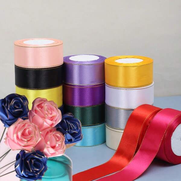 25-Yard Satin Ribbon Roll - Vibrant Single-Sided For Gift Wrapping, Festive Decor, And Hair Bow Crafting