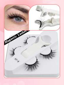 2 Pairs Magnetic Fake Eyelashes With Clips, Handmade Magnetic Crossed Lashes That Don't Require Glue, Suitable For Girls To Elongate Eyes