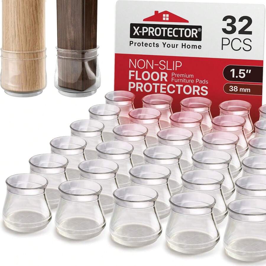 X-PROTECTOR Non Slip Furniture Pads - 16 Premium Furniture Grippers 2"! Self-Adhesive Rubber Feet Furniture Feet - Ideal Non Skid Furniture Pad Floor Protectors - Keep Furniture In Place! - trắng - Xem 1