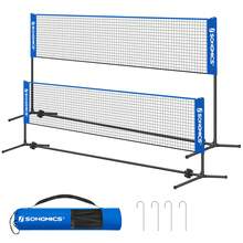 SONGMICS Badminton Net, Height Adjustable Volleyball Net, Pickleball Net, Indoor Outdoor Court, Foldable Nylon Net With Poles 13ft Wide - Màu xanh lam - Xem 3