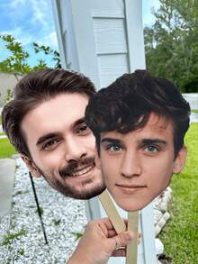 1 件定制大头，带您的照片，有趣的脸，木板切割大头，一根棍子，真实尺寸的脸，上传您的照片，单身女士新郎脸，毕业扇子脸，生日，多功能，装饰性，可重复使用，高品质，可爱，丰富多彩，整洁，现代，可爱，定制，个性化，独特