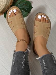 New Flat Comfortable Beach Slides, Slim Fit, Suitable For Summer Outdoor, Travel And Vacation