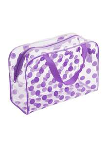 PVC Toiletry Bag Large Capacity Cosmetic Storage Bag With Handle Travel Portable Makeup Bag Gift For Girl - Multicolor - View 7