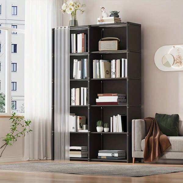 LEO IRIS 1pc Multi-Layer Easy-To-Assemble Book Storage Rack, Household Simple Clothes Storage Wardrobe, Multi-Functional Dustproof Miscellaneous Storage Cabinet For Office, Classroom, Rental Room And Dormitory