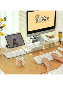 1 Piece Compact Acrylic Keyboard Stand - Durable, Space Saving Desk Riser, Acrylic Keyboard Tray Pad Elevator Display Stand Non-Slip Bracket