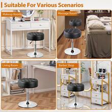 360° Swivel Vanity Stool Chair Makeup Stool Adjustable Height For Bedroom Black - 1 - View 3