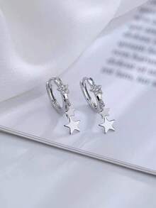 1 Cặp Hoa tai hình ngôi sao bằng đồng khảm siêu nhỏ phổ biến "Độc đáo"/Hoa tai sang trọng hình ngôi sao đôi bằng đồng khảm siêu nhỏ phong cách EU/Mỹ mới về, phù hợp cho nữ sinh viên/doanh nhân/ngày lễ/tiệc tùng/đeo hàng ngày (Mặt hàng độc quyền được Yiwu Jewelry đề xuất năm 2025) - Bạc - Xem 6