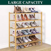 Shoe Rack Closet, 3 Tier Wooden Stackable Shoe Organizer, Standing Shoes Storage Shelf Entryway, Front Door Entrance, Natural - 自然的 - 查看 5