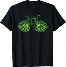 Green Tropical Leaf Monstera Plant Bike For Women Men Kids T-Shirt Gift For Dad Gift For Coworker Gift For Cat Lovers - Black - View 1