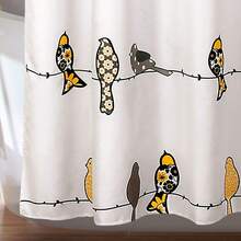 New Lush Decor Rowley Birds Shower Curtain, 72\U201d W X 72\U201d L, Yellow & Gray - Colorful Floral Bird Pattern - Whimsical & Playful Bird Shower Curtain - Farmhouse, Coastal, & Boho Bathroom Decor - 黃色和灰色 72 英寸寬 x 72 英寸長(1 包) - 查看 4