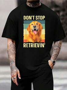 Camiseta retro de Golden Retriever, divertida camiseta informal para amantes de los perros, regalo para paseos, para hombre y mujer, manga corta - Negro - Ver 1