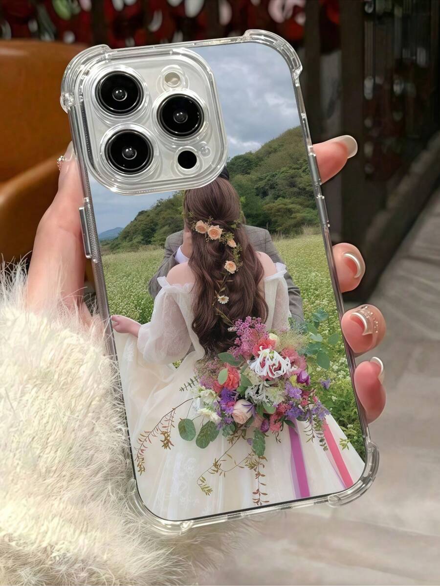 1 carcasă de telefon mobil personalizabilă, transparentă TPU, cu patru colțuri, anti-cădere, din silicon, compatibilă cu telefoanele Apple/Galaxy/Realme/Honor/Redmi/OPPO, potrivită pentru Ziua Tatălui, Ziua Muncii, Ziua Îndrăgostiților, ziua de naștere, cuplu, relații părinte-copil, pisică, câine, floare, fluture, design personalizat cu text și imagine, carcasă de telefon unică