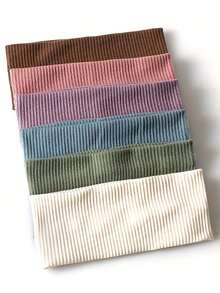 5条条纹和纯色弹力发带，百搭休闲头饰，时尚发饰，经典发带，秋冬度假装扮女士优雅围巾，女士头巾，柔软头巾