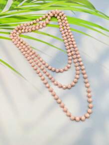 1pc 1.5m Long Crystal Beads Knotted Multi-Layer Simple Daily Wear Necklace For Women