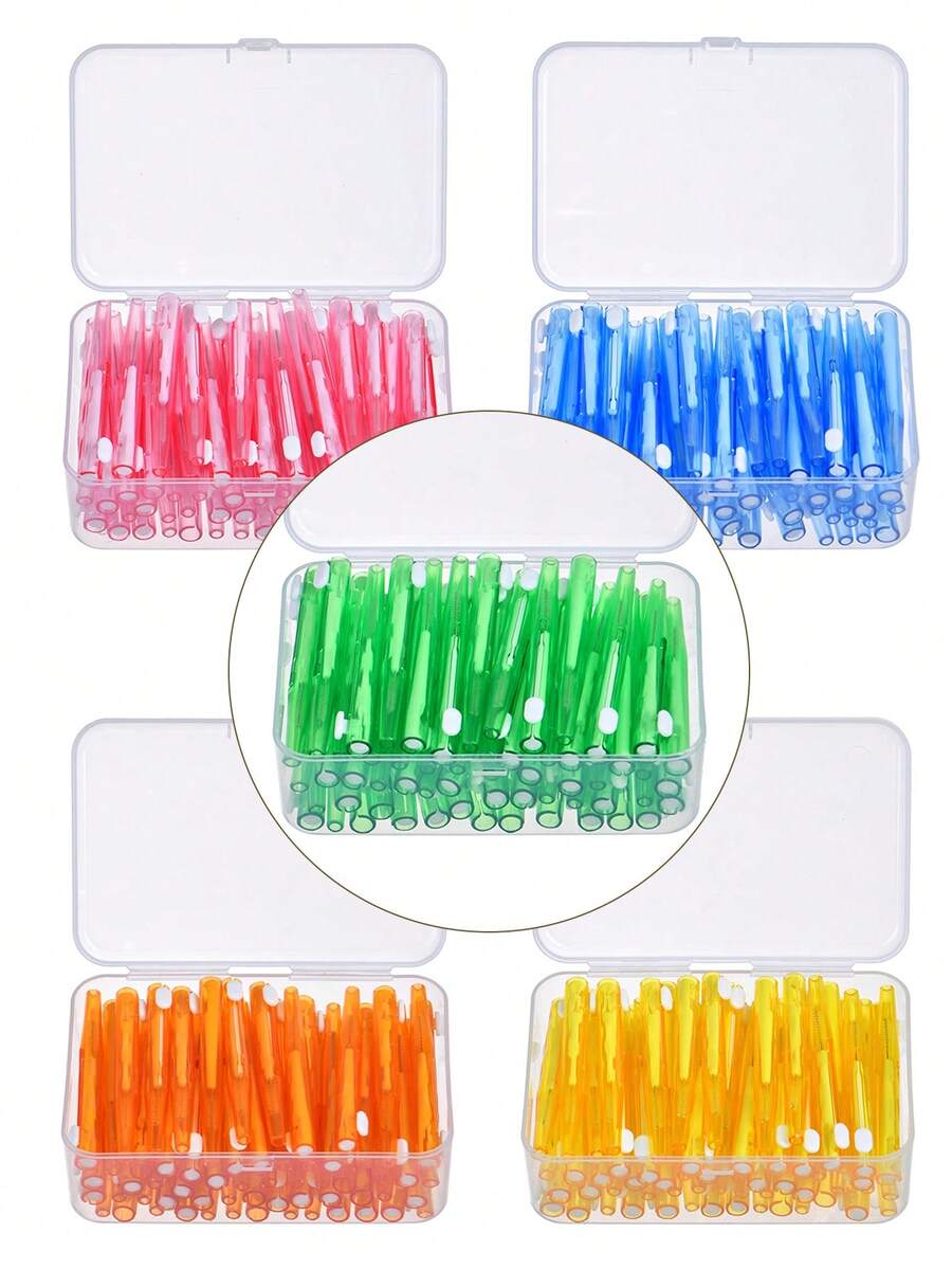 10/30/60 件牙间刷（带盒），0.6 毫米、0.7 毫米、0.8 毫米，牙齿清洁工具，口腔卫生牙间刷，牙签清洁器，用于细节清洁，返校