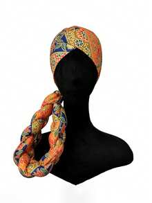 1 Pc Women Casual Summer Hat Retro Party Hat Sequin Crinkle Knotted Headwrap Turban Hair Sleep Cap - Multicolor - View 10