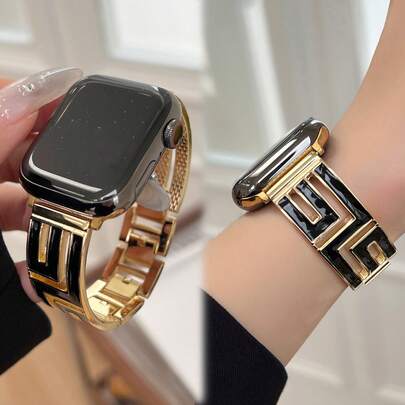 极简金属表带适用于 Series 10 9 8 7 6 5 4 3 SE Ultra，珍珠油金金属，时尚透气优质表带，兼容 38/40/41/42/44/45/46/49 毫米，通勤和日常佩戴皆宜，佩戴舒适