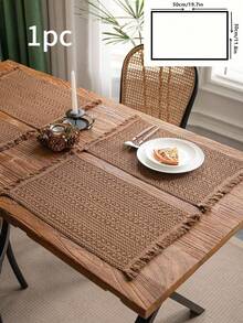 1 pieza Camino de mesa estilo vintage americano, unicolor caqui tejido con borlas naturales, rectangular para mesa de café, soporte de TV, fiesta, cumpleaños, decoración de mesa de comedor, para todas las estaciones, decoración de otoño, decoración de la habitación