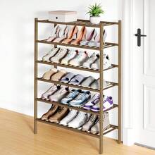 Shoe Rack Closet, 3 Tier Wooden Stackable Shoe Organizer, Standing Shoes Storage Shelf Entryway, Front Door Entrance, Natural - 核桃 - 查看 1