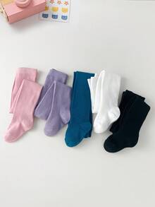 1 Pair Year-Round Essential Solid Baby Toddler Leggings Socks – Children Girl Kid Tights For Casual, School & Layering