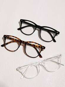 1/3pcs Retro Lightweight Fashion Glasses Set - Fashionable Full Frame Blue Ray Blocking Glasses - Multicolor - View 2