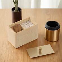 1pc Bathroom Storage Box With Lid, Can Store Cotton Swabs, Dental Floss, Cotton Balls, Toothpick Holder, Also Can Be Used As Bathroom Or Vanity Organizer To Store Bath Bombs, Makeup Sponges, Etc. - Multicolor - View 6