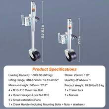 Heavy-Duty Trailer Jack With 1500 Lb Capacity - 35.3 In Bolt-On Tongue Jack For RV, Horse, Utility, And Yacht Trailers - Features PP Wheels And Comfortable Handle For Easy Lifting - Multicolor - View 3