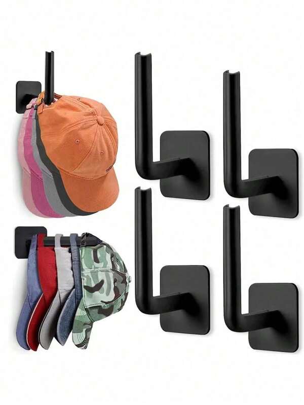 1/2/4 piezas Percha de pared para sombreros, Soporte para gorras de béisbol - Organizador de sombreros de plástico con ganchos adhesivos, sin necesidad de taladrar, Gancho de almacenamiento de cocina, Soporte para pañuelos, Gancho multifuncional montado en la pared para abrigos, toallas, bolsas, llaves, Ganchos de baño, Accesorios de baño, Decoración del hogar, Decoración del dormitorio, Portallaves, Ganchos de pared